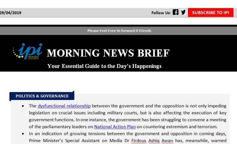 IPI Morning News Brief – April 29, 2019