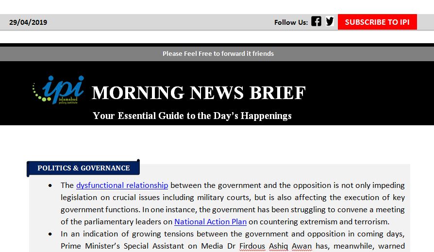 IPI Morning News Brief – April 29, 2019