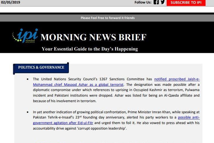 IPI Morning News Brief – May 02, 2019
