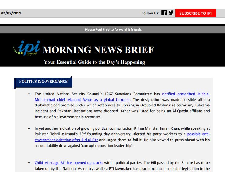 IPI Morning News Brief – May 02, 2019